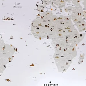 Affiche Carte Du Monde LES PETITES DATES Marron Imprimé – Les Petites Dates 13