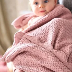 Couverture Bébé Tricot Point De Riz En Coton Rose – Vertbaudet 8