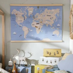 Décoration Murale Mappemonde Carte Du Monde Bleu – Vertbaudet 11