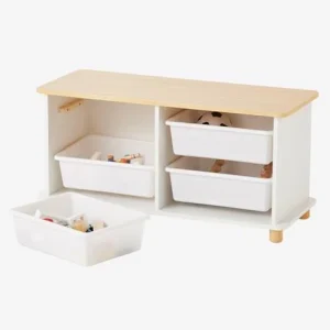 Meuble De Rangement + 4 Bacs LIGNE PTILOU Blanc/bois – Vertbaudet 10