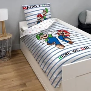 Parure Housse De Couette + Taie D’oreiller Enfant Mario® Blanc Animé – Super Mario 10