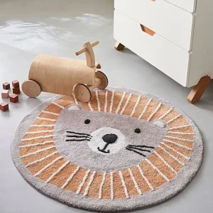 Tapis Rond Lavable Lion Gris / Orange – Vertbaudet 11